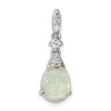 Sterling Silver Rhodium-plated Polished CZ and Synthetic Opal Pendant
