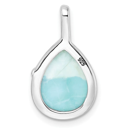 Sterling Silver Rhodium-plated Polished Pear Shape Larimar Twist Pendant