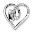 Sterling Silver Rhodium-plated CZ Fancy Heart Slide