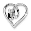 Sterling Silver Rhodium-plated CZ Fancy Heart Slide