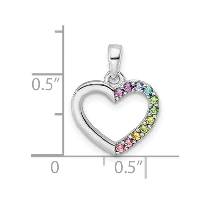 Sterling Silver Rhodium-plated Nano Crystal Heart Pendant