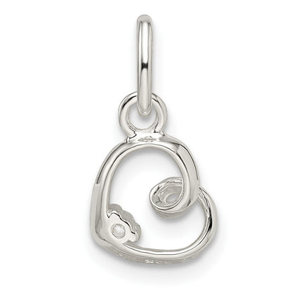 Sterling Silver CZ Heart Pendant