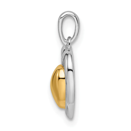 Sterling Silver RH-plated & Gold-plated Heart Pendant