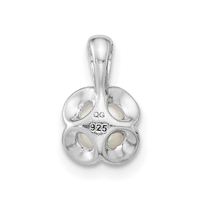 Sterling Silver Rh-plated FWC Pearl Polished Flower Pendant