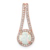 Sterling Silver Rose-tone White Created Opal & CZ Halo Pendant