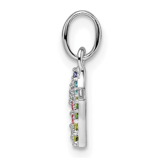 Sterling Silver Rhodium-plated Rainbow Nano Crystal Star Pendant