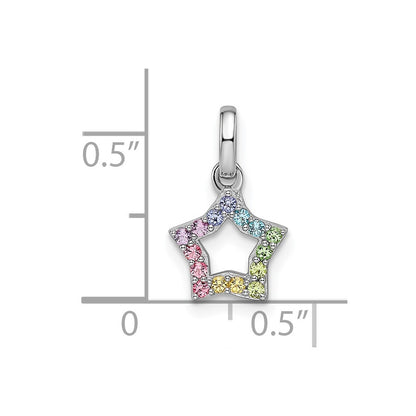 Sterling Silver Rhodium-plated Rainbow Nano Crystal Star Pendant