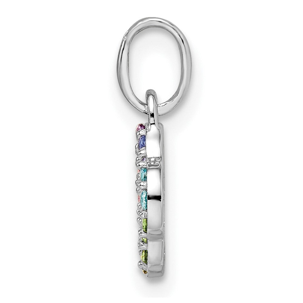 Sterling Silver Rhodium-plated Rainbow Nano Crystal Clover Pendant
