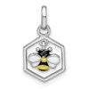 Sterling Silver RH-plated Polished Enameled Bee in Hive Children's Pendant