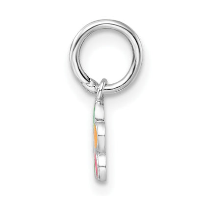 Sterling Silver RH-plated Multi-color Enameled Flower Children's Pendant