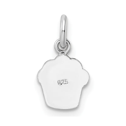 Sterling Silver RH-plated Multi-color Enameled Cupcake Children's Pendant