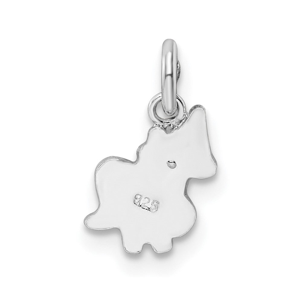 Sterling Silver Rhodium-plated Pink, White & Black Enameled Unicorn Children's Pendant