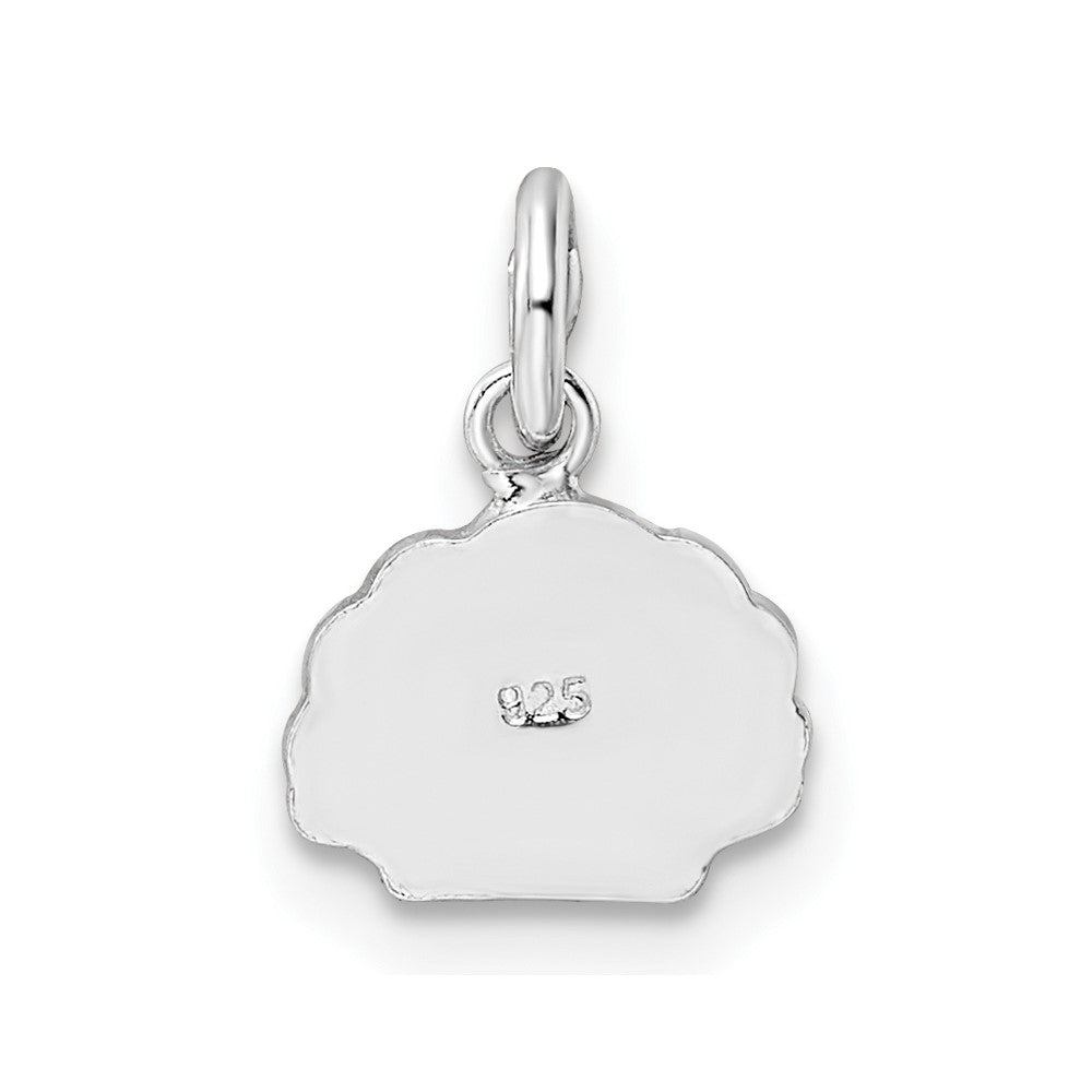 Sterling Silver Rhodium-plated Polished Pink and Orange Enameled Shell Children's Pendant