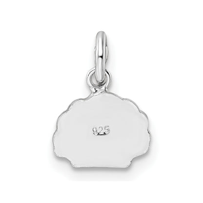 Sterling Silver Rhodium-plated Polished Pink and Orange Enameled Shell Children's Pendant