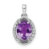 Sterling Silver Rhod-plated Oval 1.84 Amethyst/White Topaz Pendant