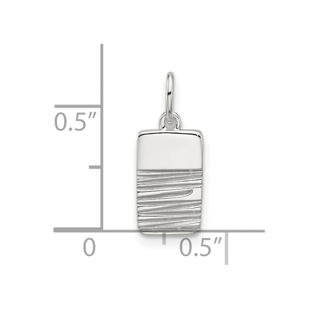 Sterling Silver E-coated Textured Rectangle Charm