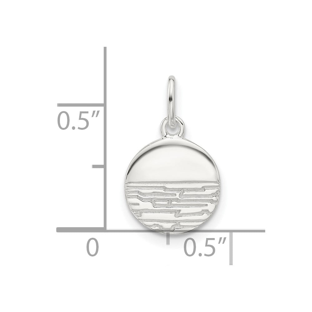 Sterling Silver E-coated Textured Circle Charm