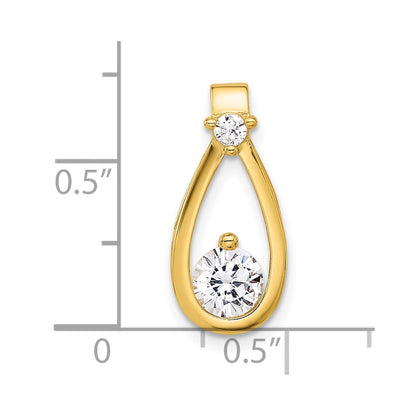 Sterling Silver Gold-tone with CZ Teardrop Shape Chain Slide