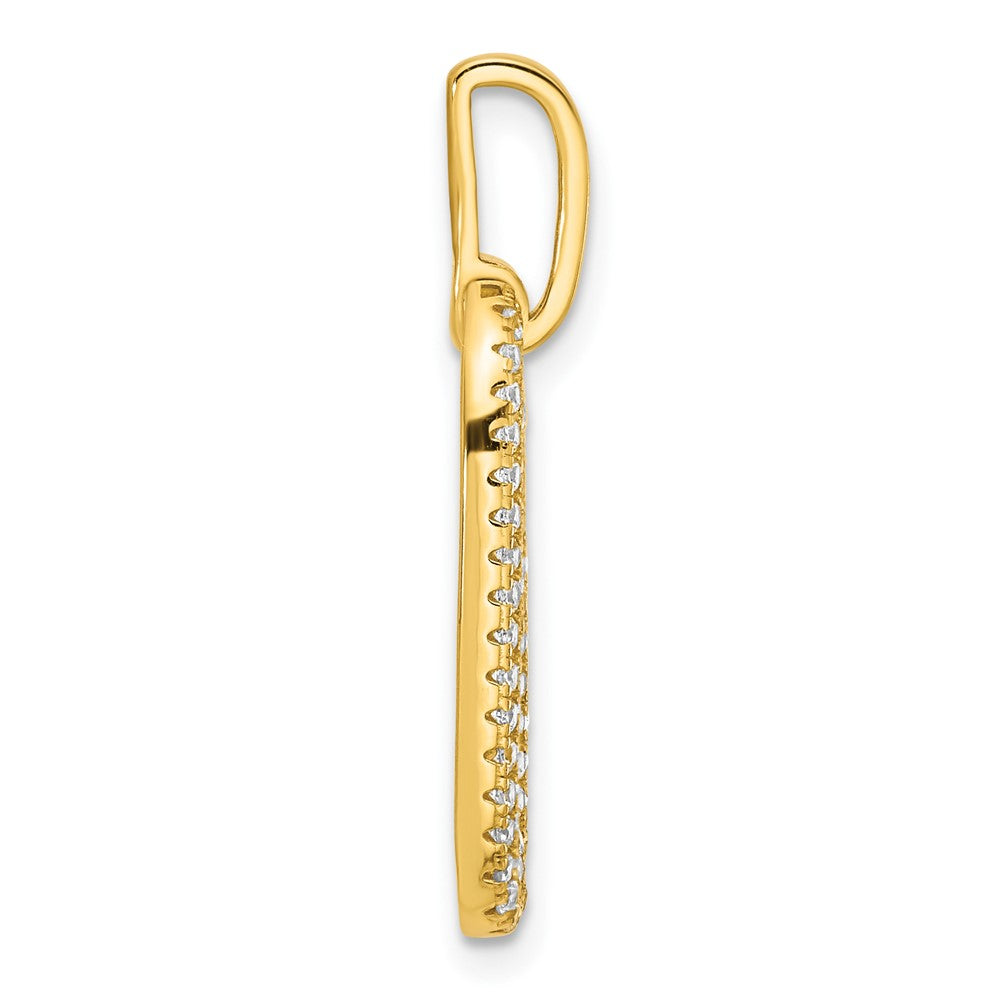 Sterling Silver Gold-tone with Micro Pave CZ Pendant