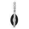 Sterling Silver Rhodium-plated Polished CZ Black Resin Pendant