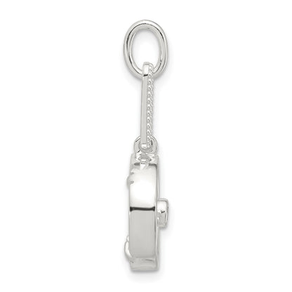 Sterling Silver E-coated CZ and Mother of Pearl Pendant