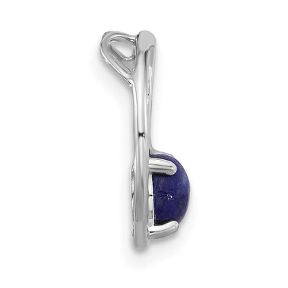 Sterling Silver Rhodium-plated Lapis Lazuli Round Chain Slide Pendant
