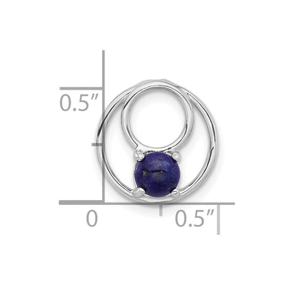 Sterling Silver Rhodium-plated Lapis Lazuli Round Chain Slide Pendant
