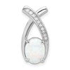 Sterling Silver Rh-plated CZ and White Created Opal Chain Slide Pendant