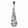 Sterling Silver Rh-plated Polished White/Blue/Purple CZ Teardrop Pendant