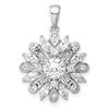 Sterling Silver Rhodium-plated CZ Floral Pendant