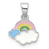 Sterling Silver RH-plated Multi-color Enamel Rainbow Children's Pendant