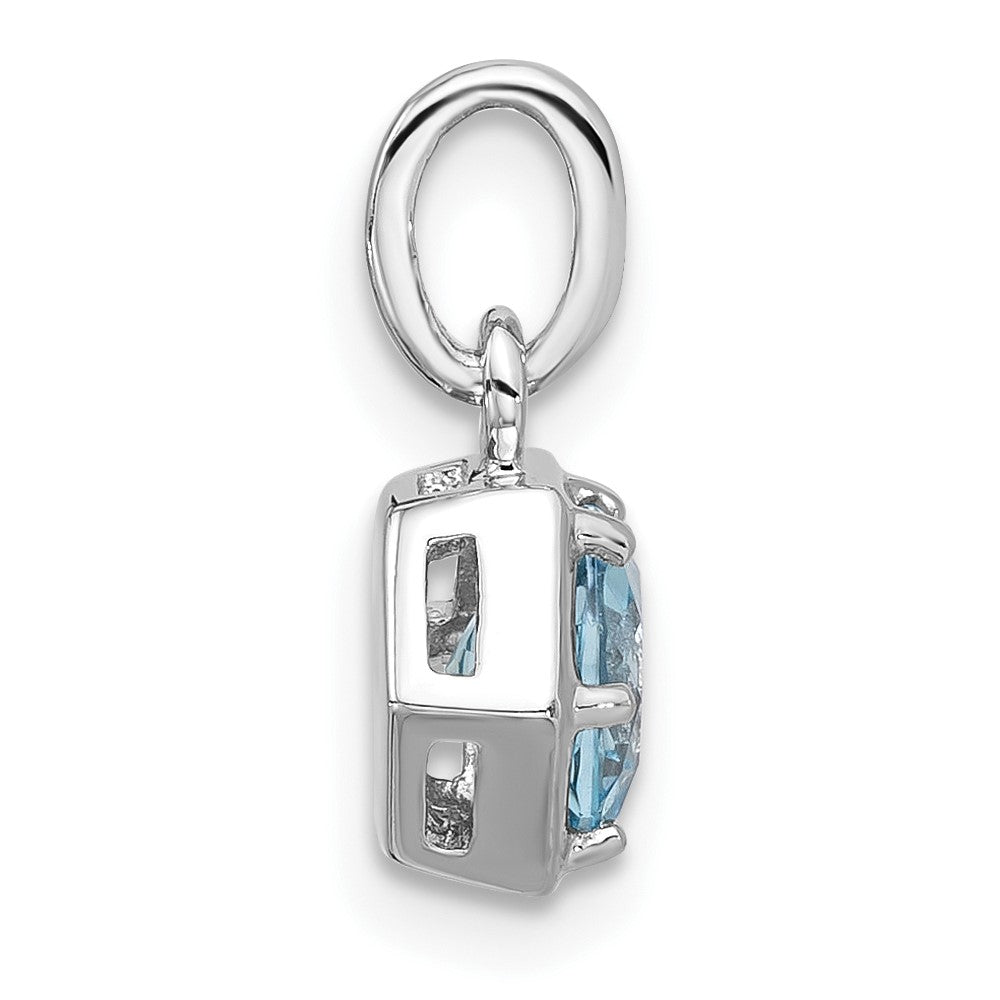 Sterling Silver Rh-plated Polished Solitaire Sky Blue Topaz Charm Pendant