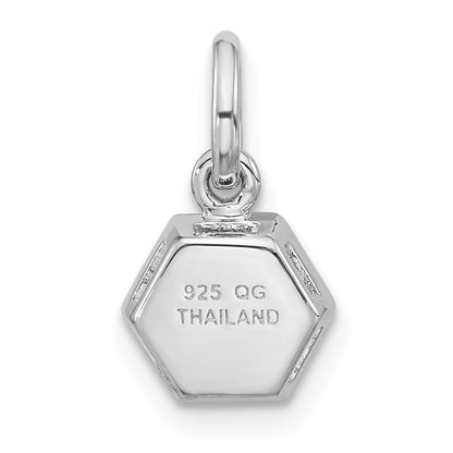 Sterling Silver Rhodium-plated Polished Solitaire Garnet Charm Pendant