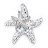 Sterling Silver Rhodium-plated Polished White Crystal Starfish Pendant Chain Slide