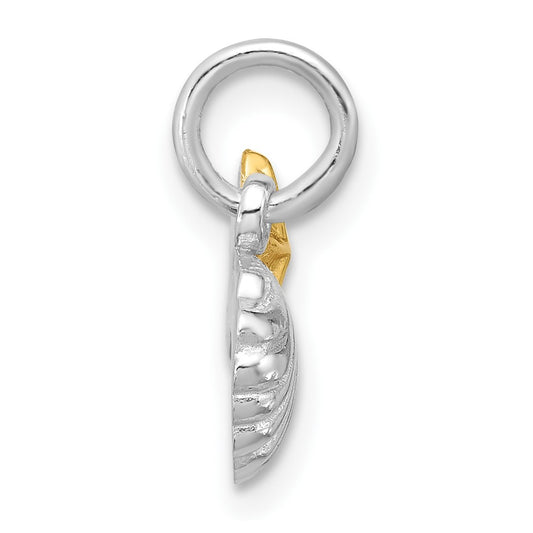 Sterling Silver Rhodium-plated Gold-tone Polished Starfish & Shell Pendant