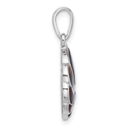Sterling Silver Rhodium-plated Polished Abalone Swirl Shell Pendant