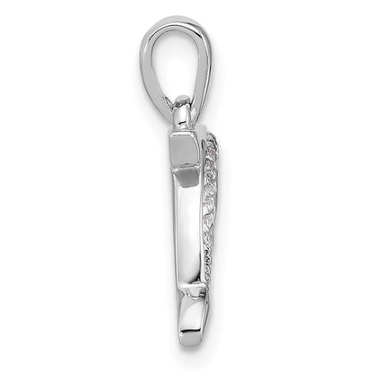 Sterling Silver Rhodium-plated Polished CZ Dolphin Pendant