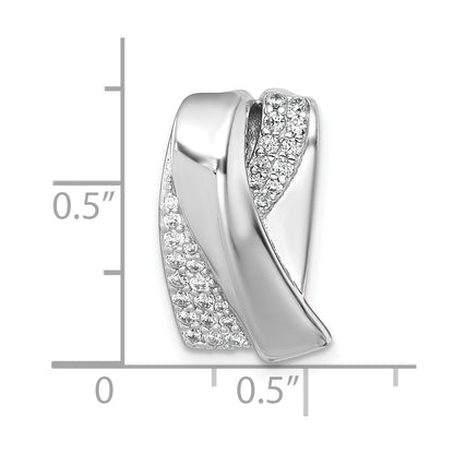 Sterling Silver Rhodium-plated Polished Fancy CZ Chain Slide Pendant