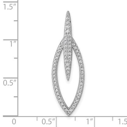 Sterling Silver Rhodium-plated CZ Oval Drop Pendant