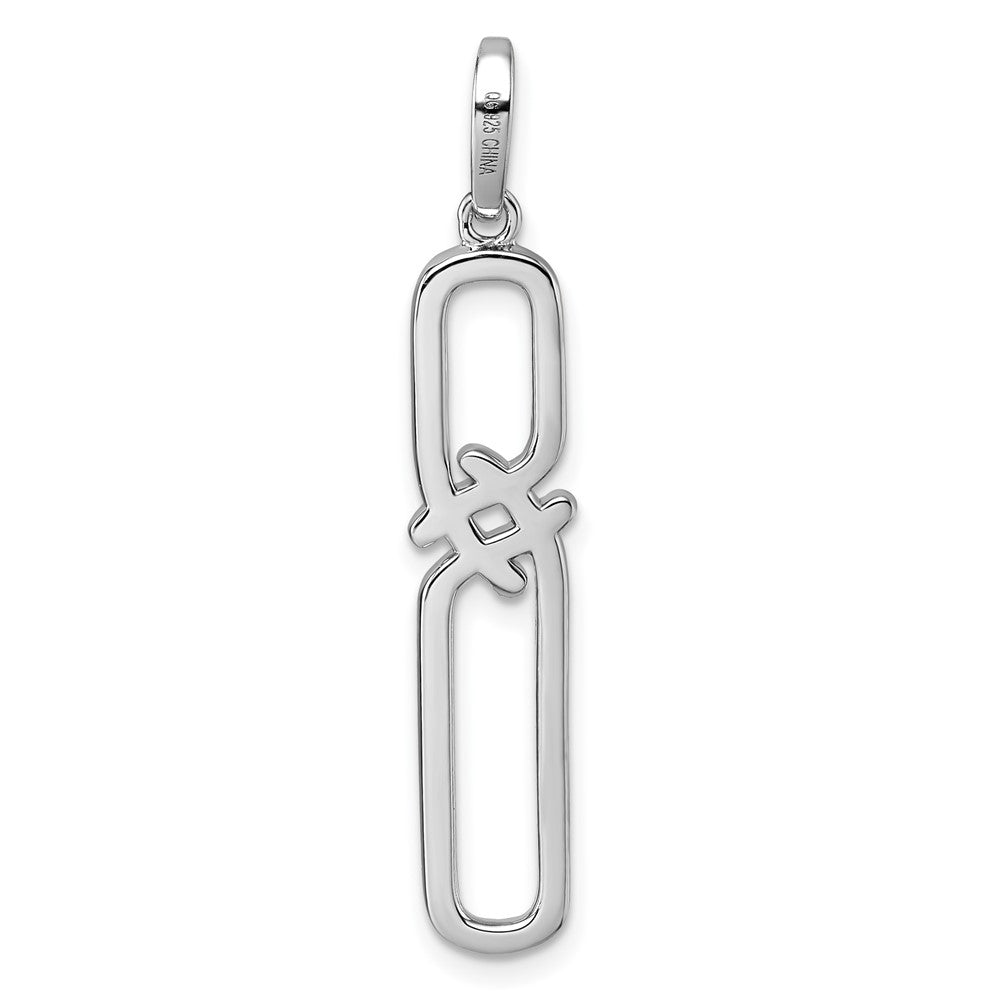 Sterling Silver Rhodium-plated CZ Twisted Rectangle Pendant