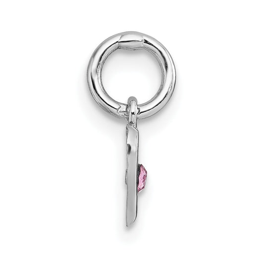 Sterling Silver Madi K Rhodium-plated Pink Crystal Heart Childrens Pendant