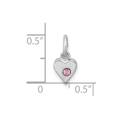 Sterling Silver Madi K Rhodium-plated Pink Crystal Heart Childrens Pendant
