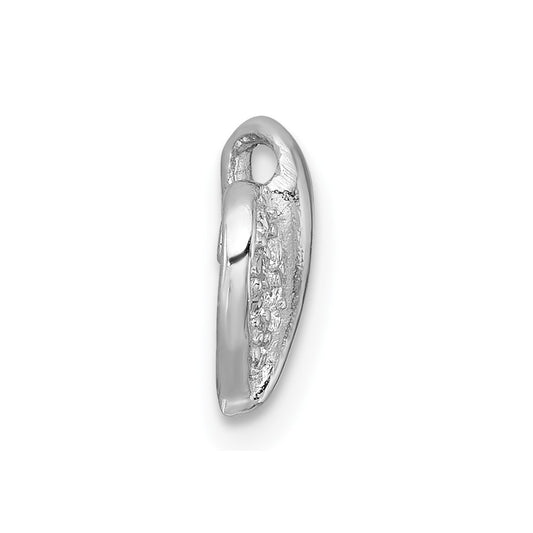 Sterling Silver Rhodium-plated Polished Pave CZ Heart Childrens Pendant