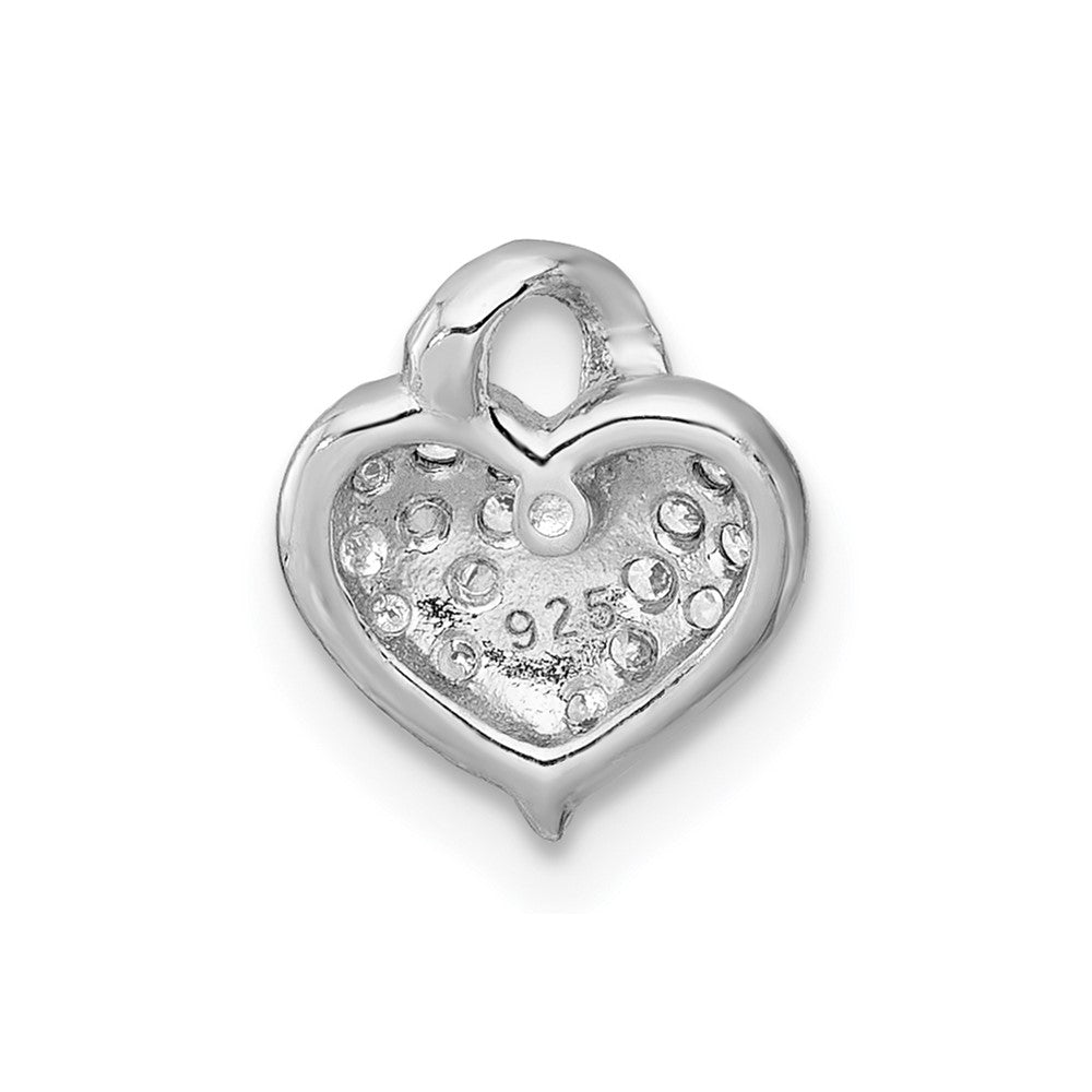 Sterling Silver Rhodium-plated Polished Pave CZ Heart Childrens Pendant