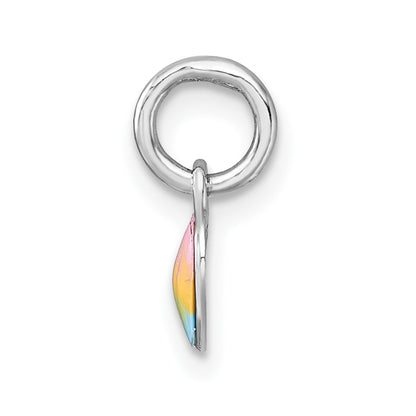 Sterling Silver Madi K Rhodium-plated Enameled Pastel Rainbow Heart Childrens Pendant
