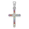Sterling Silver Rhodium-plated Polished Multi-color CZ Cross Pendant