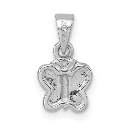 Sterling Silver Rhodium-plated Children's Purple Enamel Butterfly Pendant