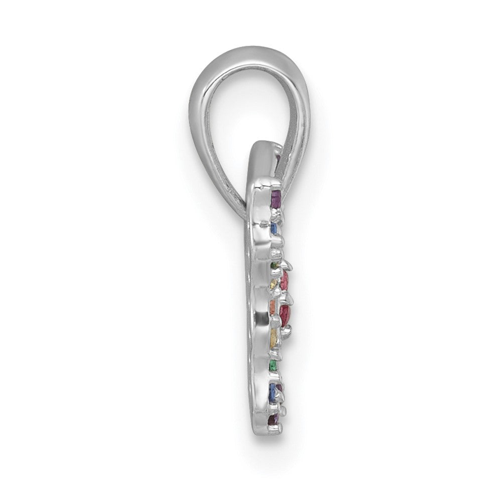 Sterling Silver Rhodium-plated Polished Rainbow Nano Crystals Butterfly Childrens Pendant