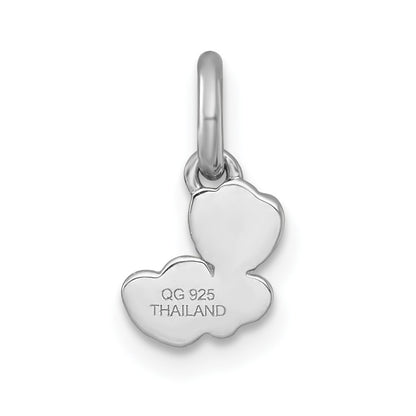 Sterling Silver Rhodium-plated Polished Orange/Red/Green Enamel Flower With Heart Childrens Pendant