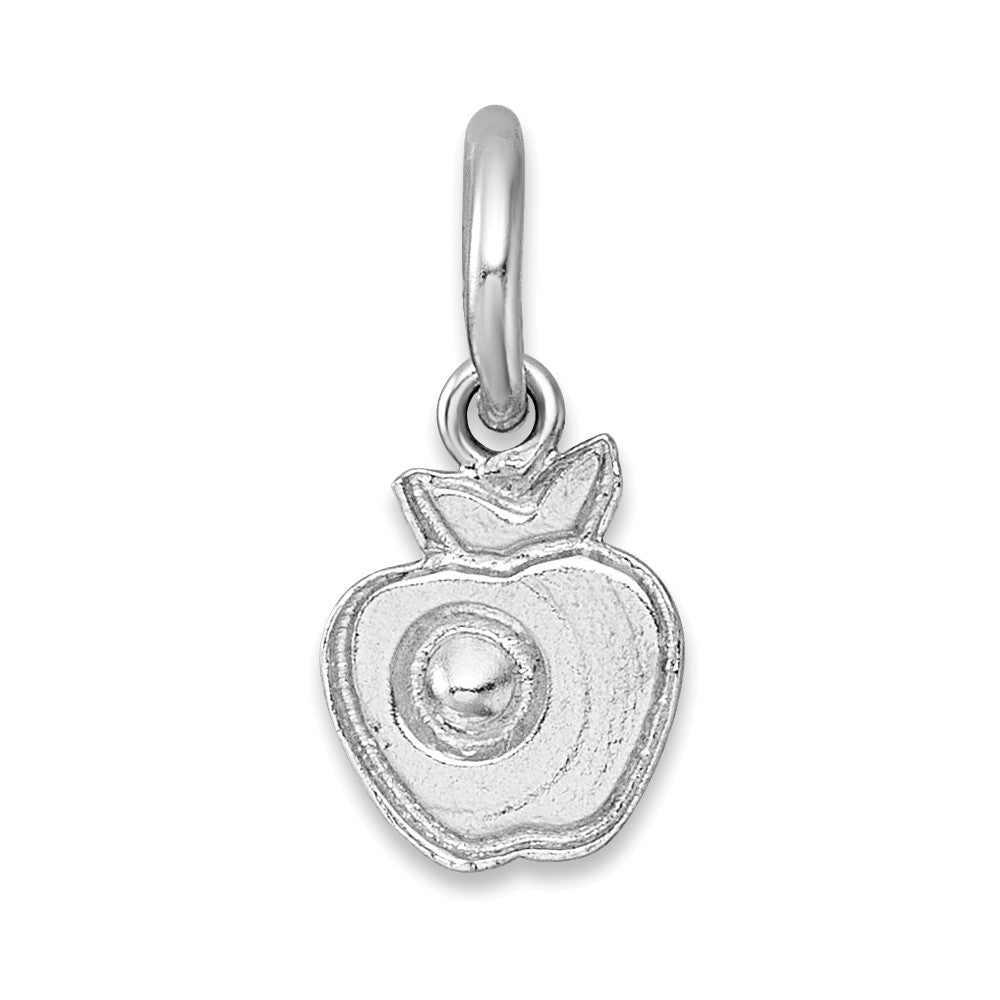 Sterling Silver Madi K Rhodium-plated Enameled Red Apple with Crystal Childrens Pendant